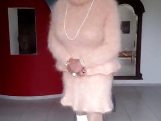 Charlene in new rose mohair dress...