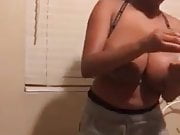 Huge black tits jumping jacks