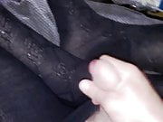 Cumshot in Andrea's patterned wool tights