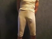 Male bitch in white leggings