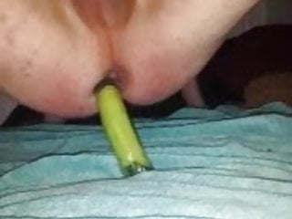 Cucumber In Ass And Wank And Cum