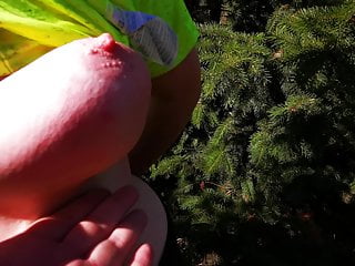  video: Hard tit slapping at the Christmas tree sale