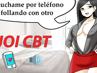 Spanish JOI CBT - Escuchame follar con otro mientras golpeas tus huevos por la calle.
