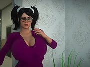 3D Futanari Dickgirl in Glasses Fucking Hot Girl, Animated