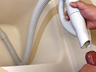 Fat Guy Penis Cumming And Pissing In A Vacuum Cleaner Hose...