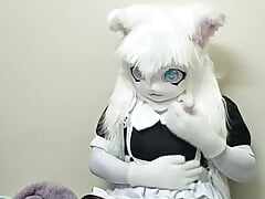 Kigurumi maid girl vibrates moaning and orgasm