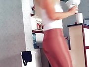 Turkish auntin horny dance with latex pants
