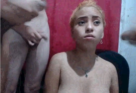 .3 guys cum in girls face in webcam.