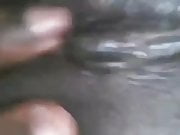 Black wet pussy finger fuck and cum