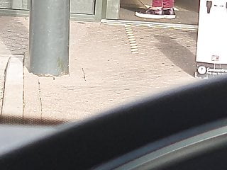 Muslim Girl In Hijab Behind The Car...