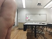 Stripping at work in classroom, playing and then cum
