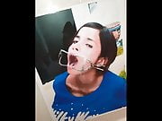 Cum Tribute girl Open mouth whit Ring Metal