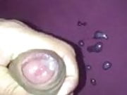 Cum on the bed after fucking my toy