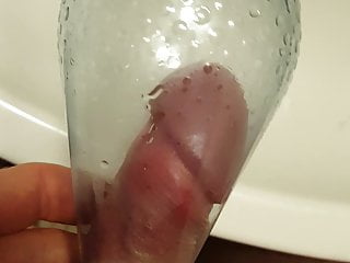 cock in bottle and cum after
