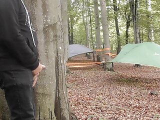 Wife, Tent, Handsjob, Cum in Mouth