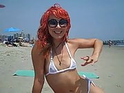Kitty Meow's Bikini Shows Her Pussy at NON-nude Beach!