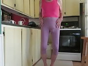 Male slut in tight leggings.
