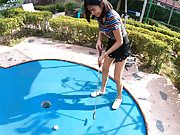 Amateur Thai teen is really bad at minigolf, but good at sex