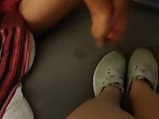 Cum on my wife's Nike Sneakers