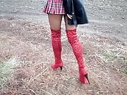 Nylon Tights, School Skirt, Leopard Boots, Leather Cloak