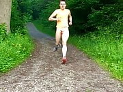 Naked running with huge cock