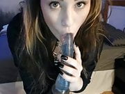 Girl play with dildo in webcam