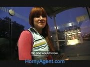 HornyAgent Lucy Gets my big cock in her behind the station