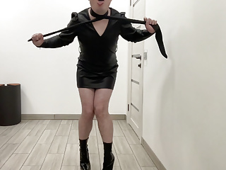 Bdsm Leather Dress And Stiletto Ankle Boots Heels Gay Tranny