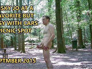 RISKY JERKING OFF AT A FAVORITE CAR BUSY PICNIC SPOT SEPT 2015