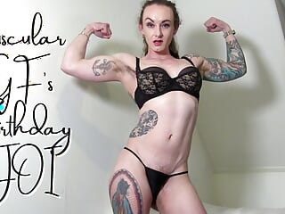 Muscular GF&#039;s Birthday JOI - full vide on ClaudiaKink ManyVids! 