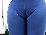 Amazing Cameltoe and Round Ass in Lycra Spandex Bodysuit