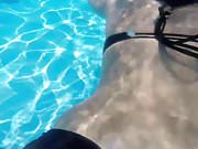 Woman receives wedgie underwater