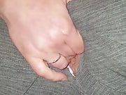 amateur fingering through ripped trousers