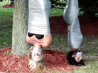 Hanging, Outdoors, Two Girls, Wrapped