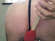 Beating tied cock and balls
