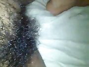 Hairy black pussy with cum