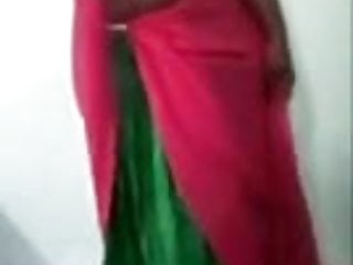 Desi Bhabi In Red Saree