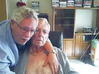 Two Grandpas Cuddling, Kissing And Loving - No Hardcore