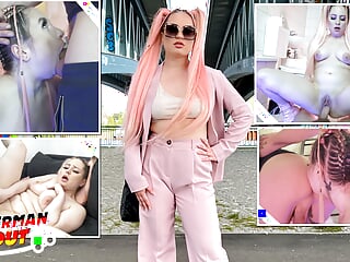 GERMAN SCOUT - Pink Hair Teen Maria Gail with Saggy Tits at Rough Anal Sex Casting