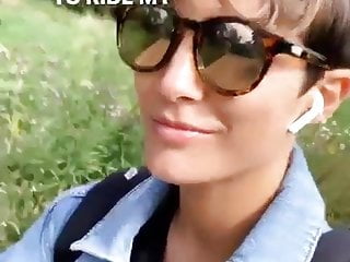 Frankie Bridge riding her bicycle selfie video