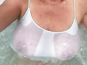 Huge tits milf in hot tub 