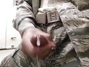 Horny Solider Jerks Off & Cums at Work