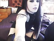 Emo tranny eating her own jizz on webcam