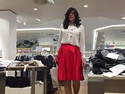 short red satin skirt