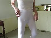 Male slut in tight spandex poses his fem ass and bulge