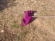 sweeping soil with Pink Fuschia 4 dress