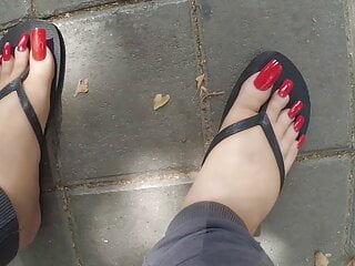 Flopping, Red Toes, Red, Footjob
