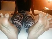 Ebony chick with thick, wrinkled soles
