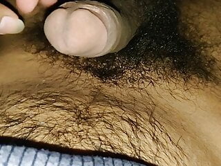 Touching hairy dick at night