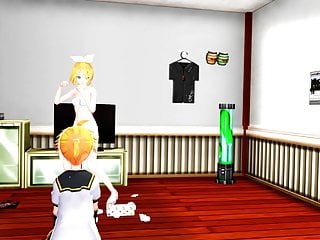 Mmd Kagamine Rin Strips Butt Naked For Her Horny Brother...